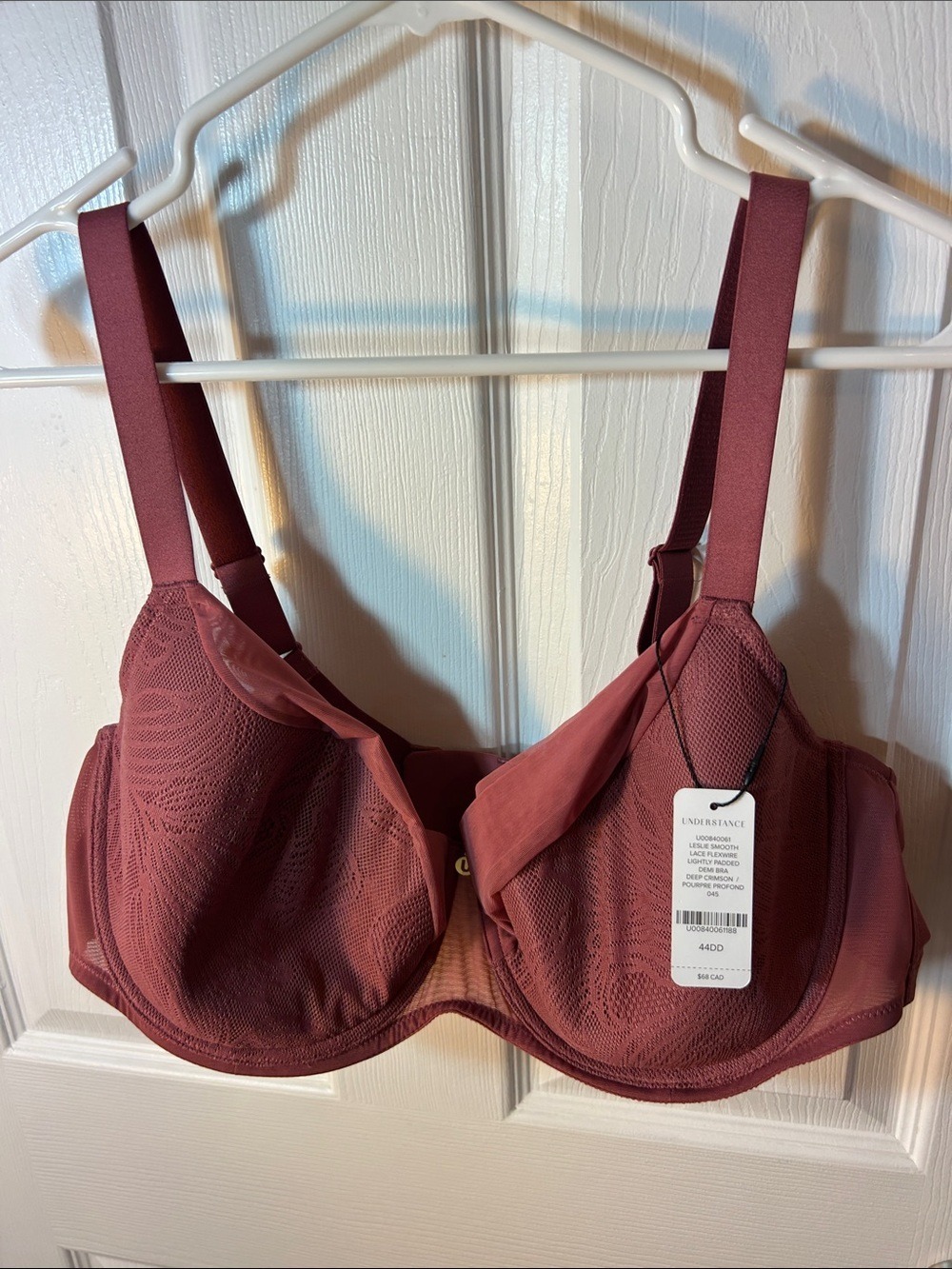 Understance Leslie Smooth Lace FlexWire Light Padded Demi Bra Deep Crimson 38DDD - Picture 4 of 8